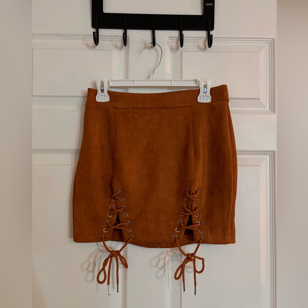 Rust colored suede skirt